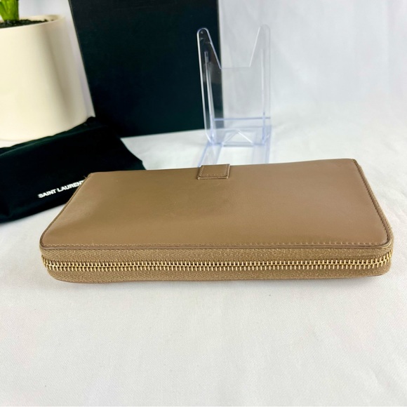 YVES SAINT LAURENT Cassandra Leather Zip Around Long Wallet Gold Hardware - Picture 8 of 17